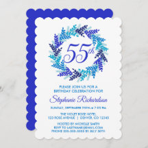 Elegant Royal Blue Wreath 55. Geburtstagsparty