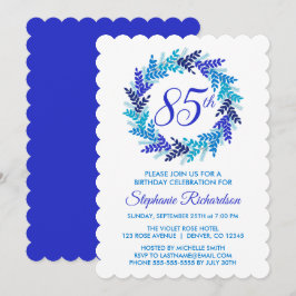 Elegant Royal Blue Wreath 85. Geburtstagsparty Einladung