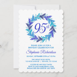 Elegant Royal Blue Wreath 95. Geburtstagsparty Einladung