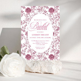 Elegant Royal Blush Rose Pattern Bridal Shower  Einladung