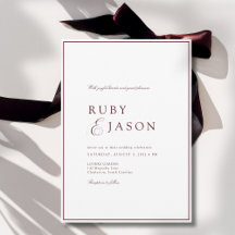 Elegant Royal Burgunderrot und Weiß Schrift Hochze