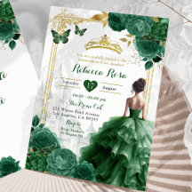 Elegant Royal Castle Emerald Green Quinceñera