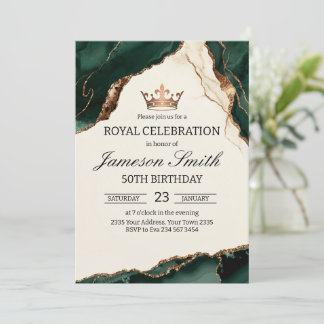 Elegant Royal Celebration Green And Gold Birthday Einladung