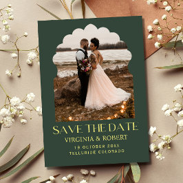 Elegant Royal Green Save the Date Foto Wedding Einladung