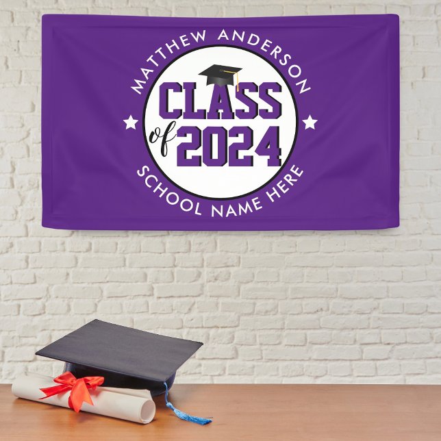 Elegant Royal Lila Class 2024 Abschluss Banner (Von Creator hochgeladen)