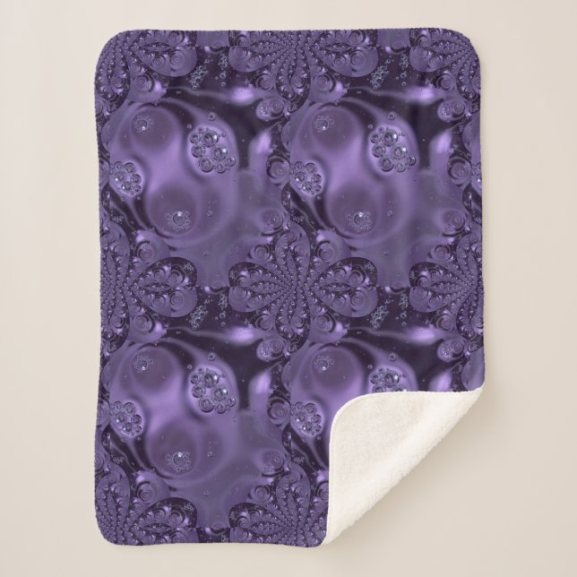 Elegant Royal Lila Liquid Sparkle Sherpadecke (Vorderseite)