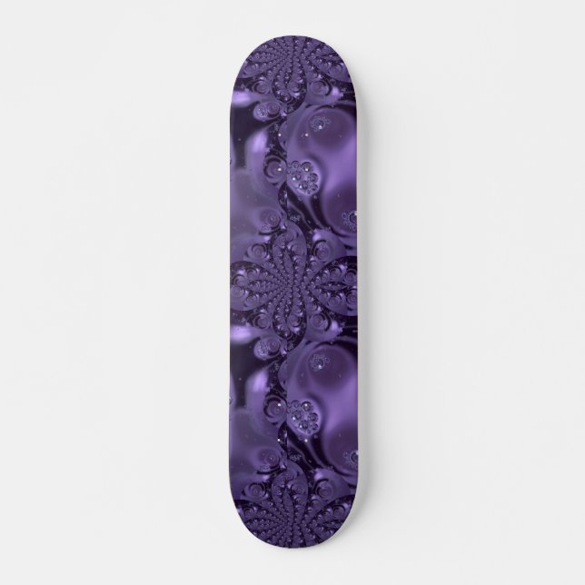 Elegant Royal Lila Liquid Sparkle Skateboard (Vorne)