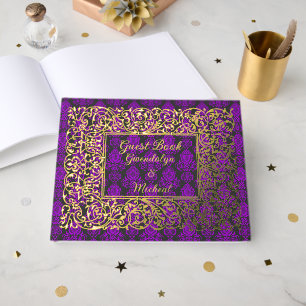 Elegant Royal Lila Personalisiert Gästebuch