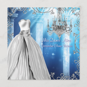 Elegant Royal Navy Blue Quinceanera Einladung