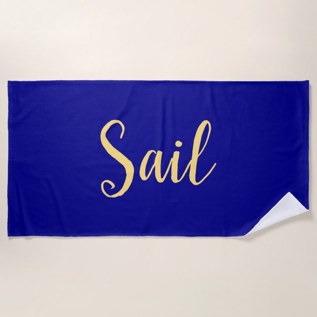 Elegant Royal Navy Extravaganter "Sail"-Script-Tex Strandtuch (Vorderseite)