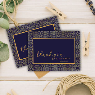Elegant Royal Navy Gold Design Hochzeit Vielen Dan Postkarte