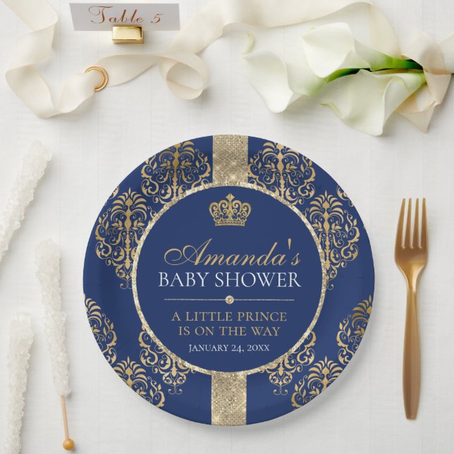 Elegant Royal Prince Baby Shower Pappteller (Hochzeit)