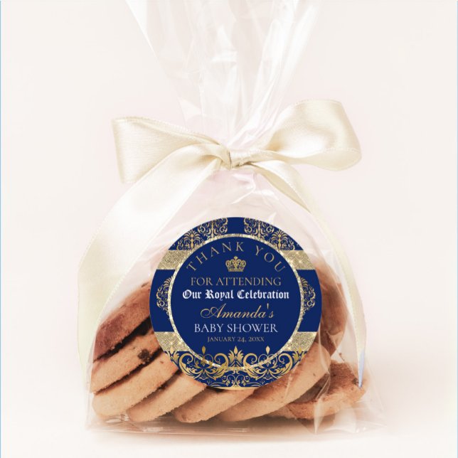 Elegant Royal Prince Baby Shower Runder Aufkleber (Von Creator hochgeladen)