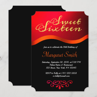 Elegant Royal Red Sweet 16 Party Einladung