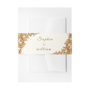Elegant Royal Schwarz und Gold Vintage Flourish Einladungsbanderole