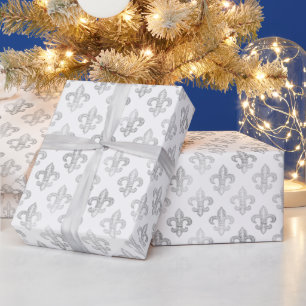 Elegant Royal Silber Fleur De Lis Geschenkpapier