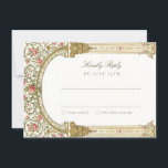 Elegant RSVP Card with Baroque Gold Einladung<br><div class="desc">This elegant RSVP card features a luxurious baroque gold frame adorned with pink flowers, evoking timeless European glamour. Delicately designed, it offers a refined layout for your guests to respond to your special day. Perfect for classic, formal, or royal-inspired weddings, this RSVP card is fully customizable with your date and...</div>