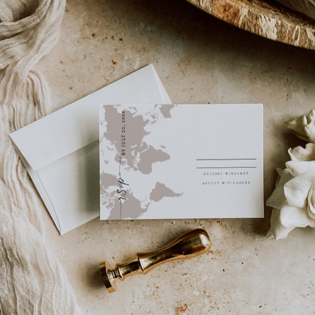 Elegant RSVP Card - World Map Save The Date (Von Creator hochgeladen)