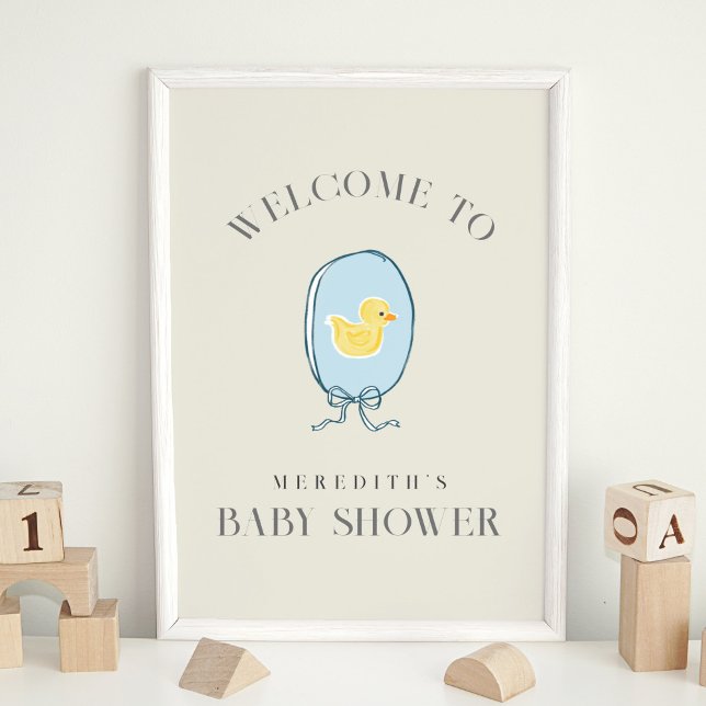 Elegant Rubber Ducky Ribbon Babydusche Fotodruck (Elegant meets cute rubber ducky Baby Shower welcome sign.)