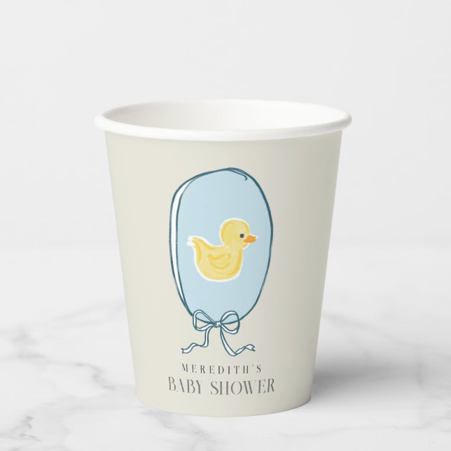 Elegant Rubber Ducky Ribbon Babydusche Pappbecher (Vorderseite)