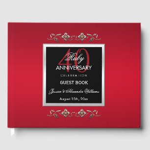 Elegant Ruby Gemstones 40. Hochzeitstag Gästebuch
