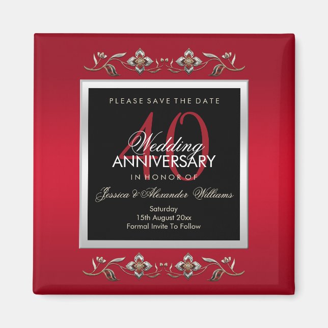 Elegant Ruby Gemstones Save the Date Magnet (Vorne)