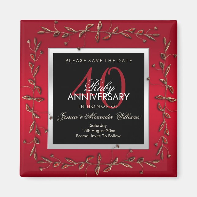 Elegant Ruby Gemstones Save the Date Magnet (Vorne)