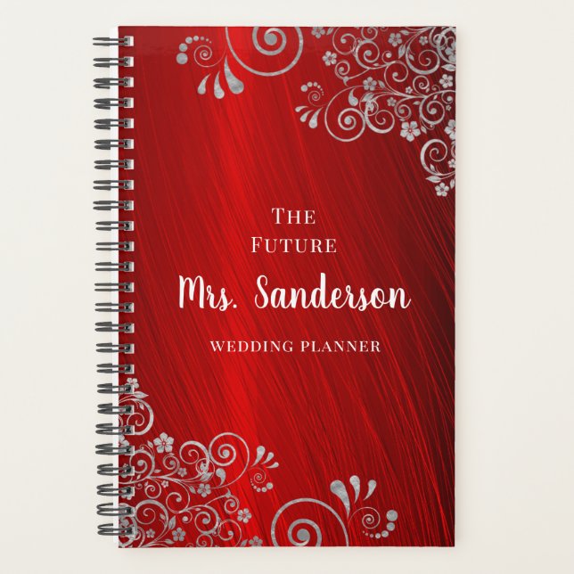 Elegant Ruby Red Wedding Planer (Vorderseite)