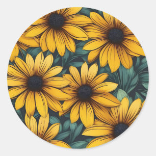 Elegant Rudbeckia Blüten Runder Aufkleber