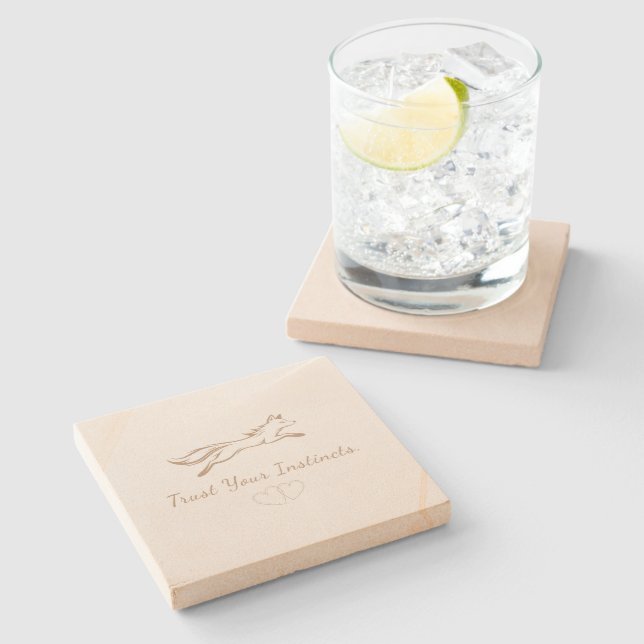 Elegant Running Fox Sandstone Coaster Steinuntersetzer (Seitenansicht)