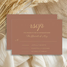 Elegant Rust Burnt Orange Wedding RSVP Karte