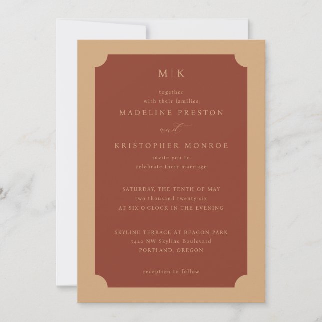 Elegant Rust Minimalist Wedding Invitation Einladung (Vorderseite)