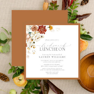 Elegant Rust Orange Floral Bridal Luncheon Einladung