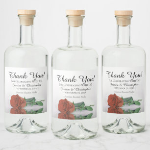 Elegant Rust Orange Rose Chic Wedding Vielen Dank Alkoholflaschenetikett