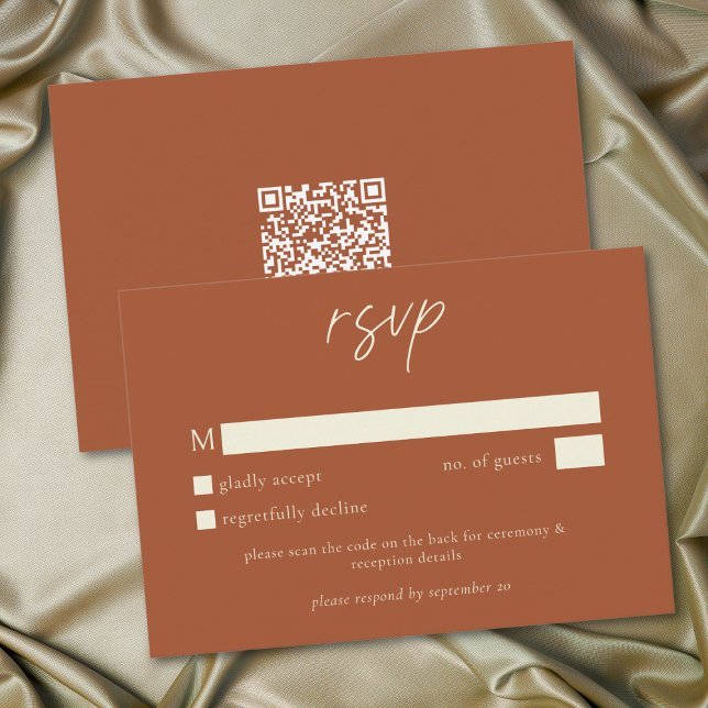 Elegant Rust Terracotta Minimalist Wedding RSVP Karte (Elegant Rust Terracotta Minimalist Wedding RSVP Card)