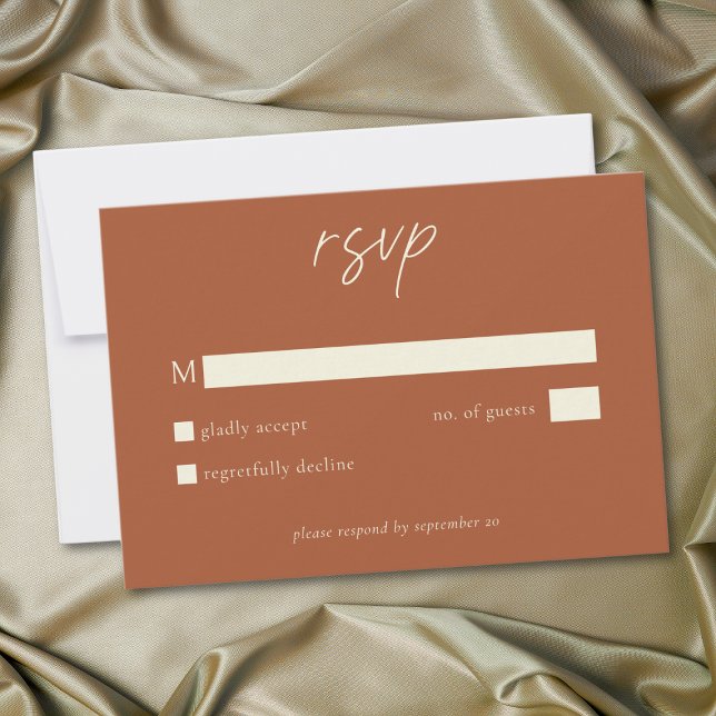Elegant Rust Terracotta Minimalist Wedding RSVP Karte (Elegant Rust Terracotta Minimalist Wedding RSVP Card)