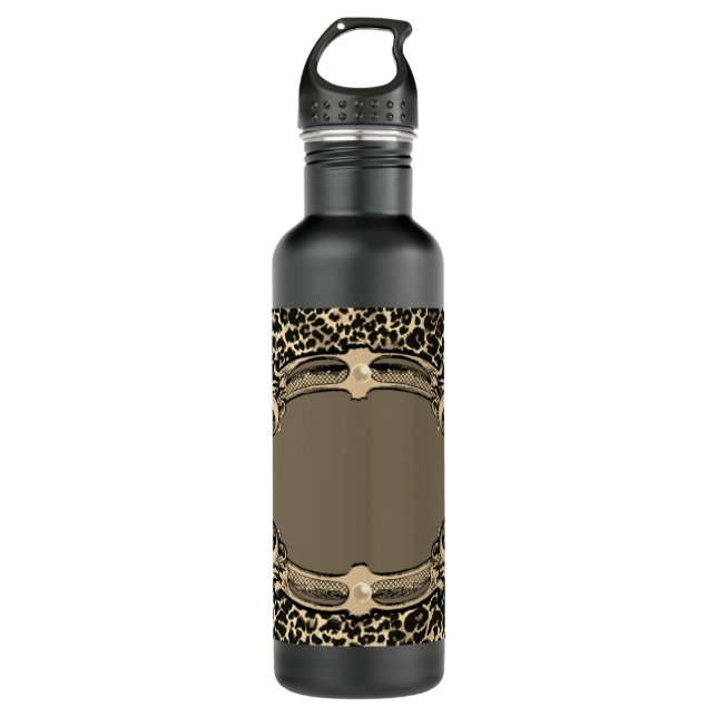 Elegant Rustic Black & Tan Edelstahlflasche (Vorderseite)