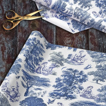 Elegant Rustic Blue Country Toile