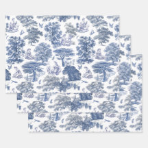 Elegant Rustic Blue Country Toile