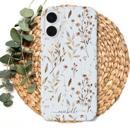 Elegant Rustic Boho Brown Floral Botanical iPhone 16 Hülle