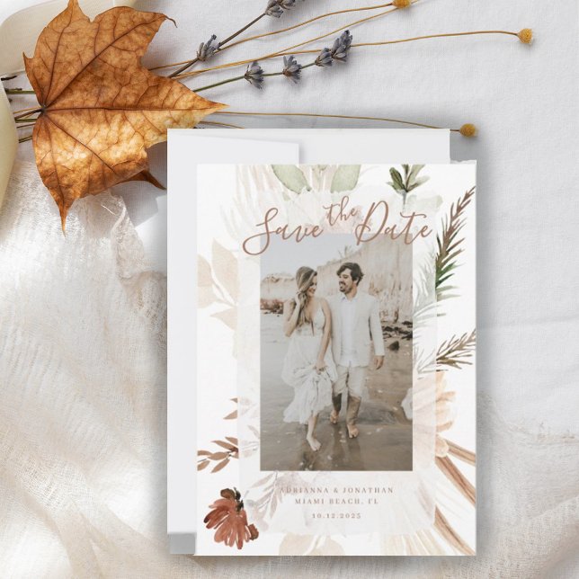 Elegant Rustic Boho Floral Pampas Save the Date (Von Creator hochgeladen)