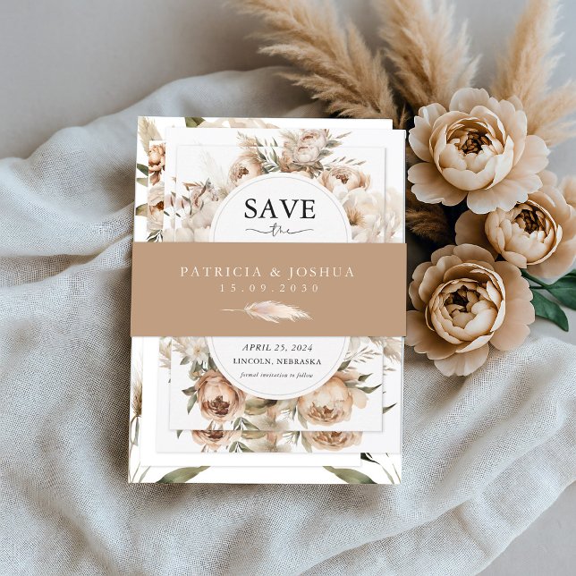 Elegant Rustic Boho Wedding Invitation Belly Band (Von Creator hochgeladen)