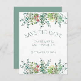 Elegant Rustic Eucalyptus Floral Save the Date
