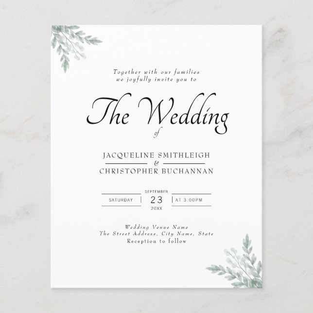 Elegant Rustic Eucalyptus Wedding Einladung (Vorderseite)