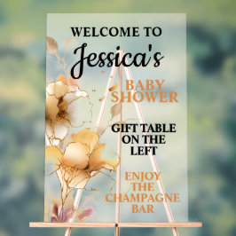 Elegant Rustic Floral Baby Shower Acrylschild