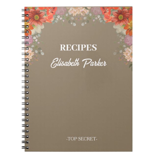 Elegant rustic floral kitchen cookbook recipes notizblock (Vorderseite)