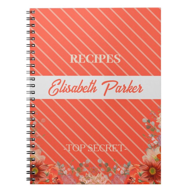 Elegant rustic floral kitchen cookbook recipes notizblock (Vorderseite)