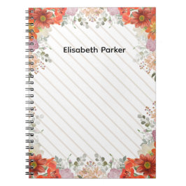 Elegant rustic floral kitchen cookbook recipes notizblock