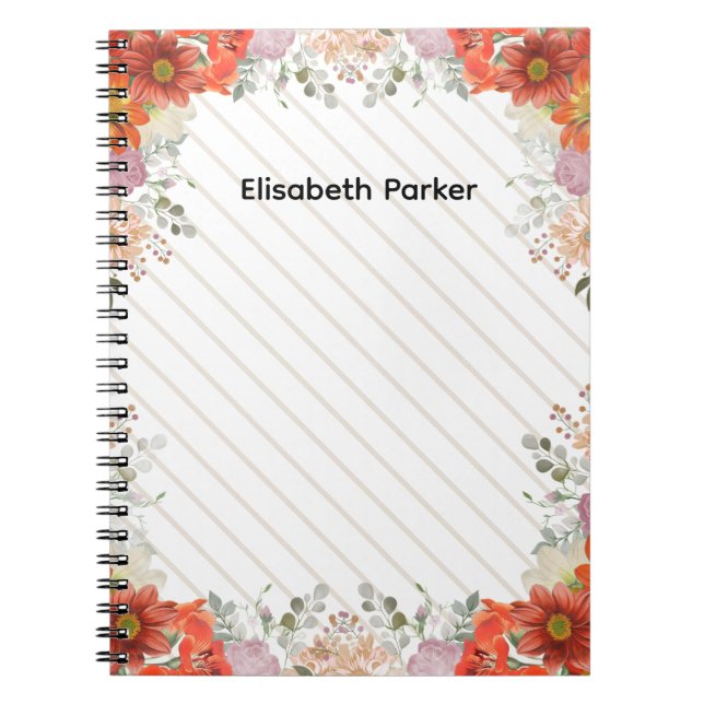 Elegant rustic floral kitchen cookbook recipes notizblock (Vorderseite)
