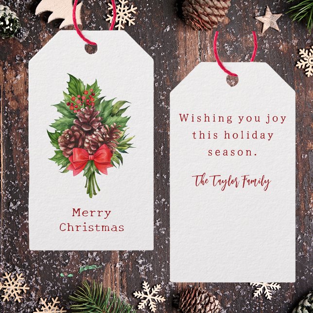 Elegant Rustic Frohe Weihnachten Geschenkanhänger (Von Creator hochgeladen)